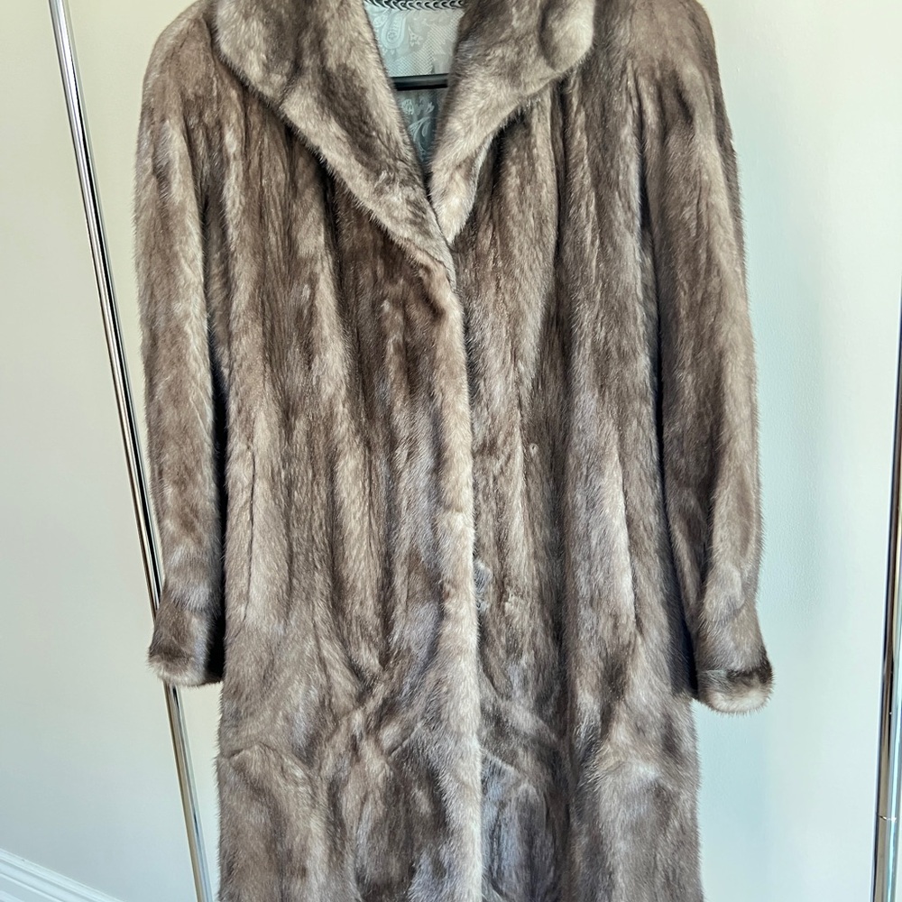 Tan Fur Coat with Classic Collar and Plush Texture